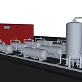 Industrial Equipment Setup With Piping Networks Storage Tanks And Control Valves