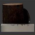 Natural Wooden Stump With Bark Texture On White Stone Base 3d model