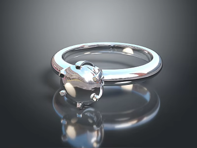 Sleek Silver Ring With Sparkling Diamond Gemstone And Shiny Metal Design 3d model