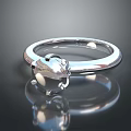 Sleek Silver Ring With Sparkling Diamond Gemstone And Shiny Metal Design