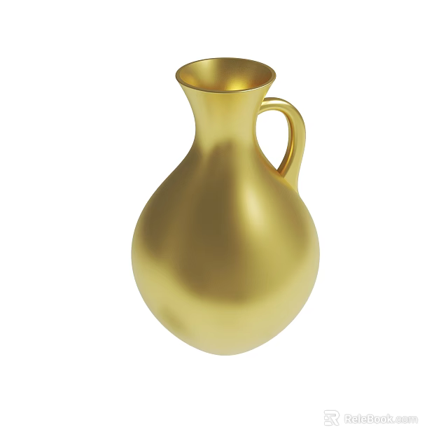 Golden Decorative Vase With Handle And Smooth Ceramic Surface For Home Decor 3d model 