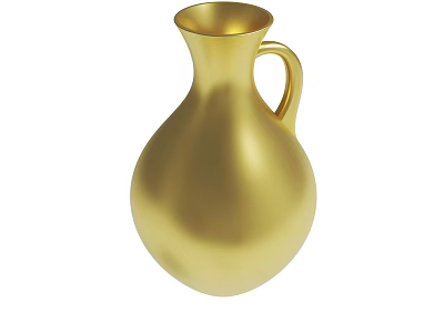Golden Decorative Vase With Handle And Smooth Ceramic Surface For Home Decor 3d model