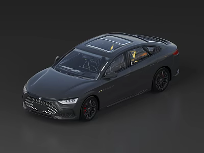 Black Modern Sedan With Panoramic Sunroof Sleek Body And Sporty Wheels 3d model