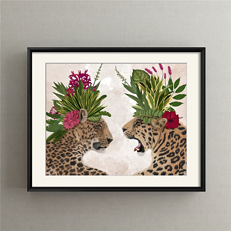 Modern Animal Painting Brown Living Room Animal Leopard Decorative Painting 3d model