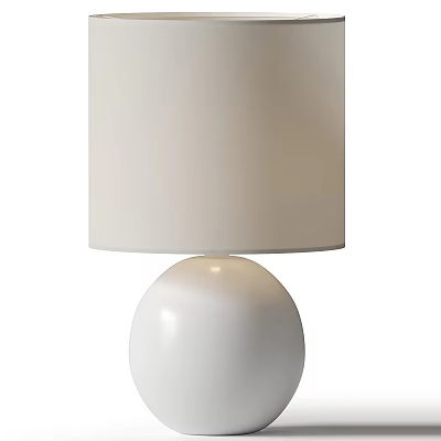 Modern Minimalist Table Lamp With White Spherical Base And Beige Lampshade Design 3d model