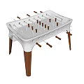 Modern White Foosball Table With Wooden Legs For Home Entertainment