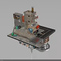 Unique Miniature Building Model With Multi Level Structure And Mixed Material Design Details