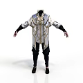 Fantasy Character Costume In White Gold With Geometric Patterns Black Pants And Shoes