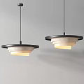 Modern Round Pendant Lights With Layered White Shades And Black Frames 3d model