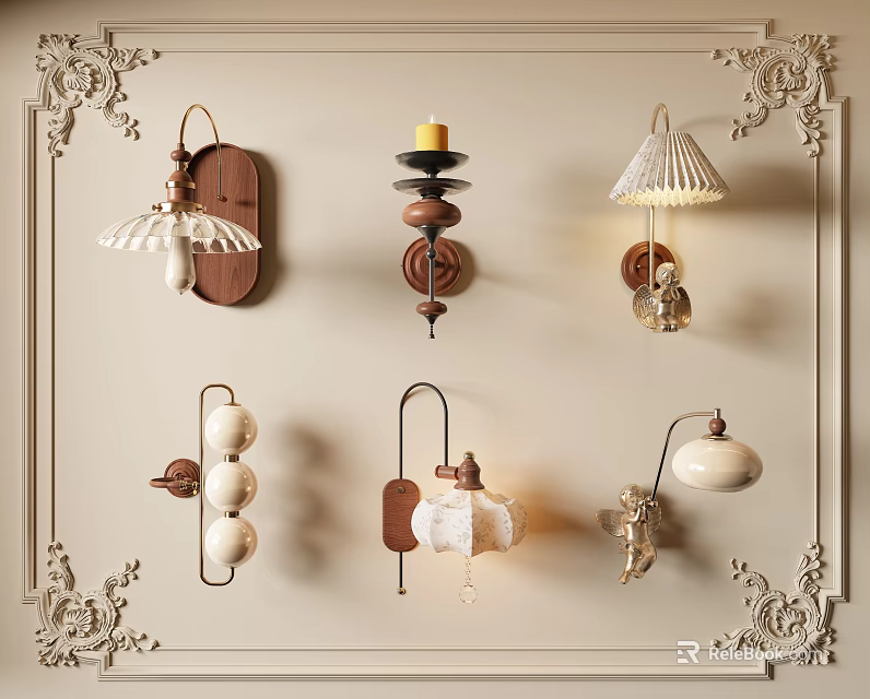 Unique Shaped Wall Lamps With Various Artistic Designs For Home Decor Lighting 3d model 