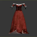 Red Elegant Long Sleeve Dress With White Trim And Lace Hem For Formal Occasions