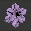 Purple Glossy Flower with Ruffled Petals on Dark Background