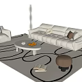 Modern Sofa Coffee Table Combination Lazy Sofa Green Planting Floor Lamp Fruit Side Table 3d model