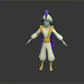 Cartoon Character In White Robe With Yellow Belt And Purple Cape Standing With Arms Outstretched