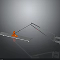 Industrial Mechanical Equipment with Extended Metal Arm and Orange Control Unit on Platform