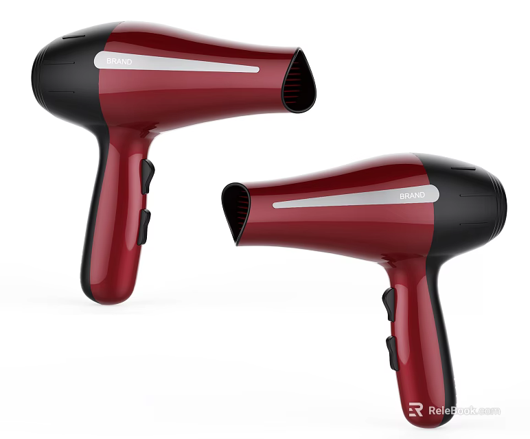 Modern Red And Black Hair Dryers For Daily Use With Sleek Design 3d model 