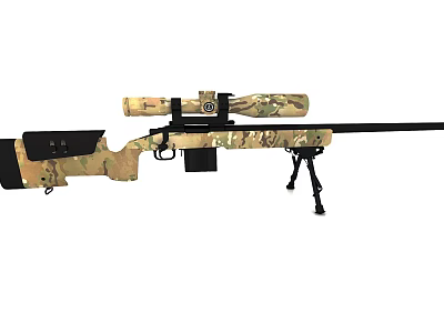 Tactical Camouflage Sniper Rifle With Scope Tripod And Modern Design Features 3d model Tactical Camouflage Sniper Rifle With Scope Tripod And Modern Design Features 3d model