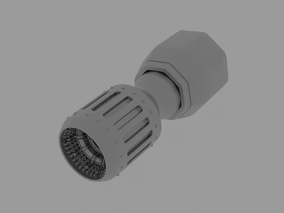 Gray Industrial Mechanical Component With Hexagonal Head And Perforated Cylindrical Section 3d model