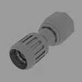 Gray Industrial Mechanical Component With Hexagonal Head And Perforated Cylindrical Section