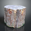 Natural Wooden Stone Stump Decorative Stool With Bark Texture And Handcrafted Detail