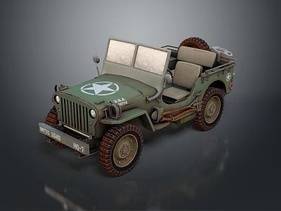 Classic Olive Green Military Jeep With Canvas Top Star Emblem And Off Road Tires 3d model