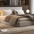 Modern Bedroom Interior With Comfortable Bed Nightstand Accent Chair And Large Window