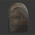 Antique Wooden Chest With Ornate Metal Clasps And Intricate Carved Details