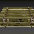 Military Weapon Storage Crate With Green Exterior Metal Straps And Marked Inscriptions