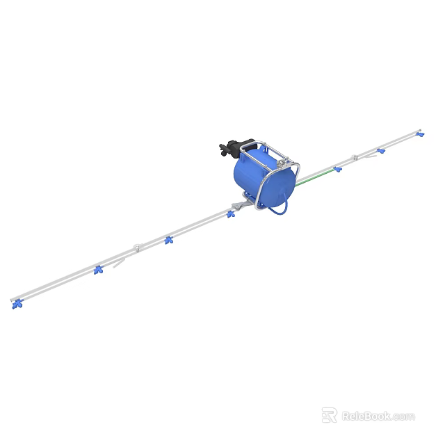 Agricultural Spraying Equipment with Blue Liquid Tank Long Pole And Multiple Nozzles For Garden Use 3d model 