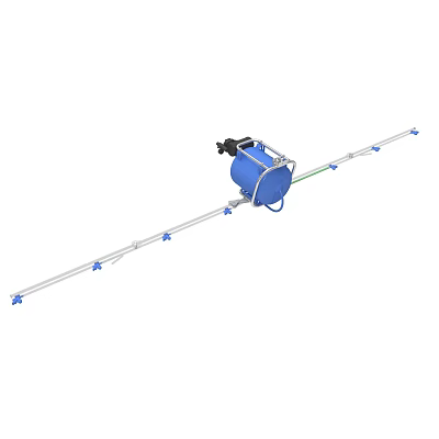 Agricultural Spraying Equipment with Blue Liquid Tank Long Pole And Multiple Nozzles For Garden Use 3d model