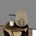 Modern Decorative Ornament Set With Golden Metal Wire Candleholder And White Candles On Wooden Table