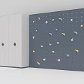Indoor Sports Equipment Climbing Wall With Colorful Holds And Storage Cabinets