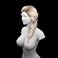 Female Game Movie Character 3D Model With Blonde Braided Hair And Upper Body