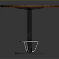 Circular Wooden Top Table With Metal Legs And Marble Base Design