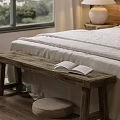 Hotel Guest Room Interior With Comfortable Bed Mountain View Windows Wooden Floor Chair Decorative Painting