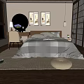 Japanese Style Bedroom Interior With Woven Bamboo Ceiling Shoji Screens Silk Bedding And Dressing Table
