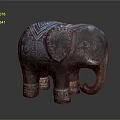 Handcrafted Wooden Elephant Statue With Intricate Carvings Decorative Ears And Ornate Legs