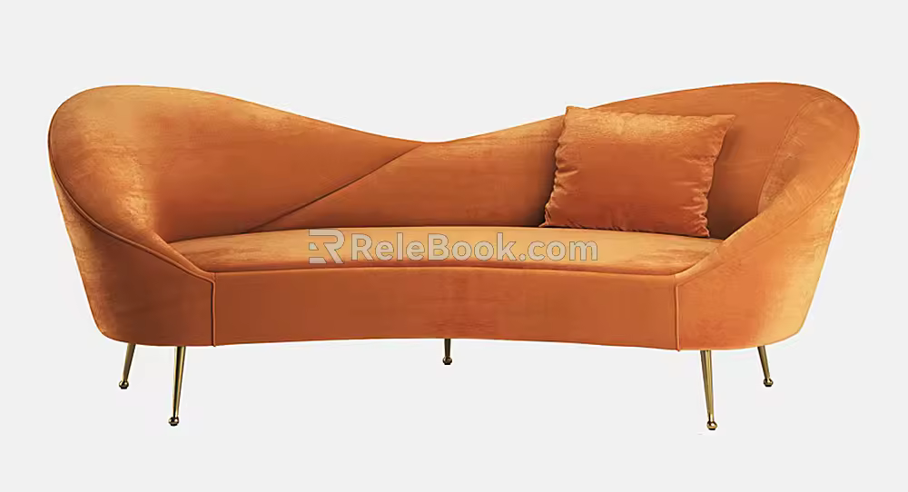 Modern Multi-Person Sofa Curved Fleece Sofa Italian Sofa 3d model