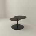 Modern Side Table With Two Circular Tops And Black Metal Base 3d model