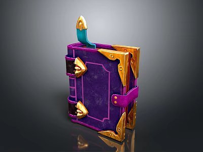 Purple Book Shaped Decorative Lifestyle Accessory With Gold Ornamental Straps And Buckles 3d model