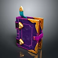 Purple Book Shaped Decorative Lifestyle Accessory With Gold Ornamental Straps And Buckles