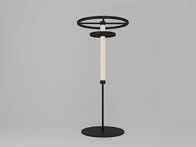 Modern Minimalist Floor Lamp With Circular Top Design And Black Base White Pole 3d model