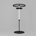 Modern Minimalist Floor Lamp With Circular Top Design And Black Base White Pole