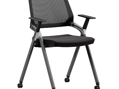 Black Office Chair With Mesh Back Armrests And Rolling Caster Base Design 3d model
