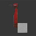 Red Industrial Mechanical Device Mounted On Concrete Base With Metal Parts