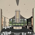 Modern Sales Office Interior Design With Elegant Ceiling Chandelier And Display Area