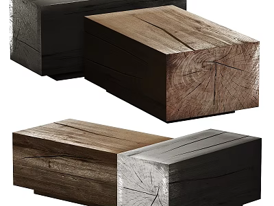 Modern Wooden Coffee Tables With Natural Wood Grain And Block Design Elements 3d model