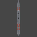 Military Warship Model With Turrets Mast Weapons On Deck Number 23