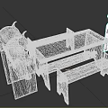 Handcrafted Rustic Wooden Furniture Set With Carved Chairs Table And Bench