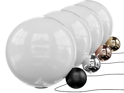 Modern White Globe Table Lamps With Black Rose Gold And Gold Metallic Bases 3d model
